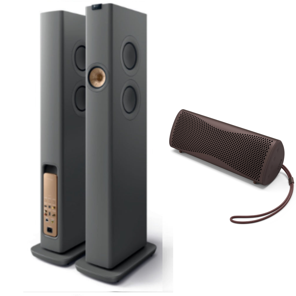 KEF LS60 Wireless Floorstanding Speakers and KEF Muo speaker bundle