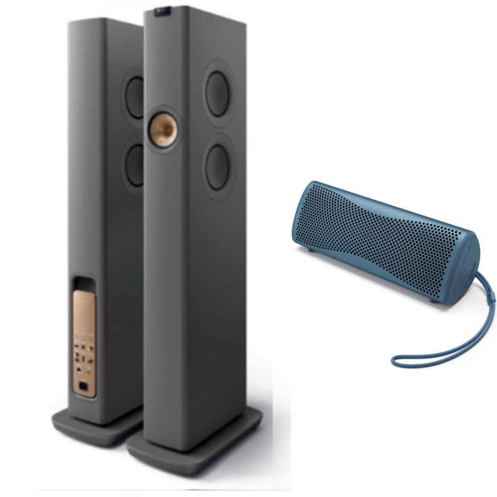 KEF LS60 Wireless Floorstanding Speakers and KEF Muo speaker bundle