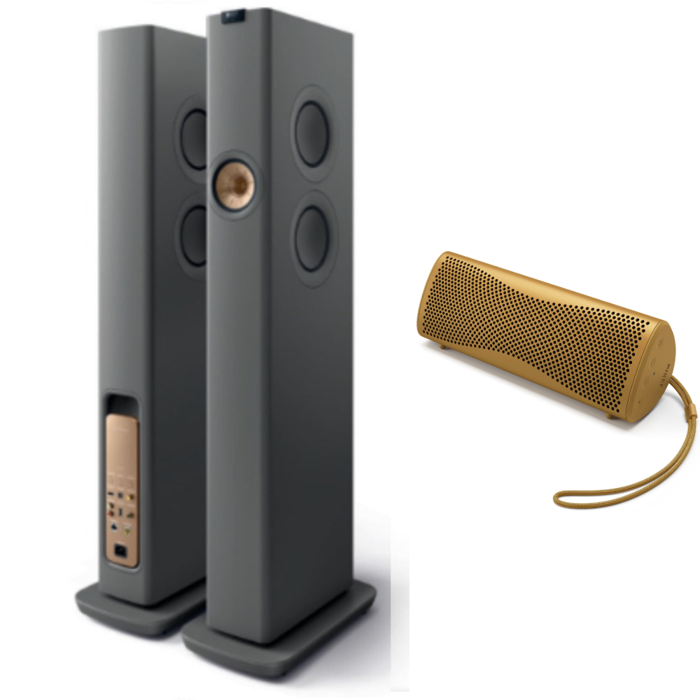 KEF LS60 Wireless Floorstanding Speakers and KEF Muo speaker bundle