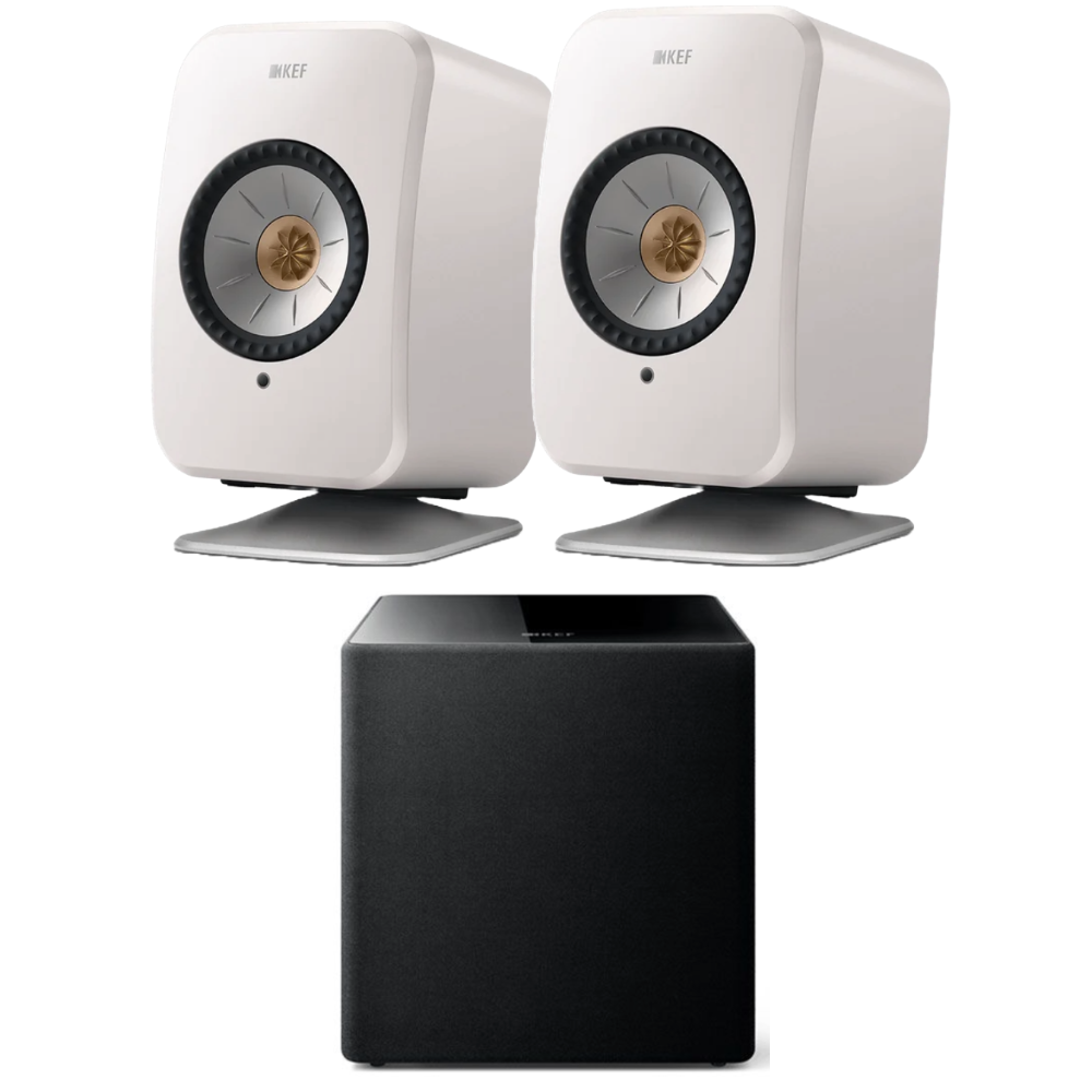 KEF|LSX II Bookshelf Speakers, Kube 8b MIE Subwoofer and P1 Desk Pad Bundle|Australia Hi Fi2